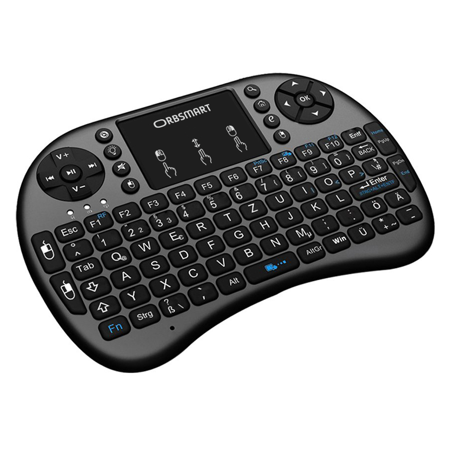 Orbsmart AM-2 wireless keyboard with integrated touchpad & LED lighting
