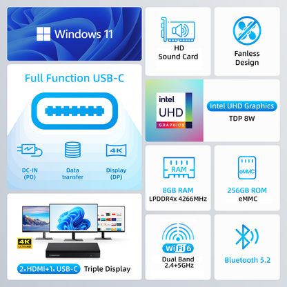 Orbsmart AW-15L Windows 11 Mini-PC / Micro Computer / Desktop-PC lüfterlos 24x7 WIFI 6